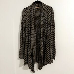 Tianello By Steve Barraza Open Cardigan Size S Olive Green Geometric Sweater